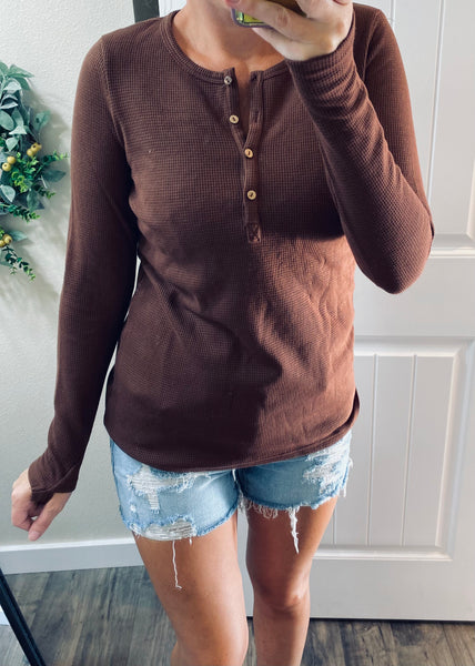 Brown Button Henley