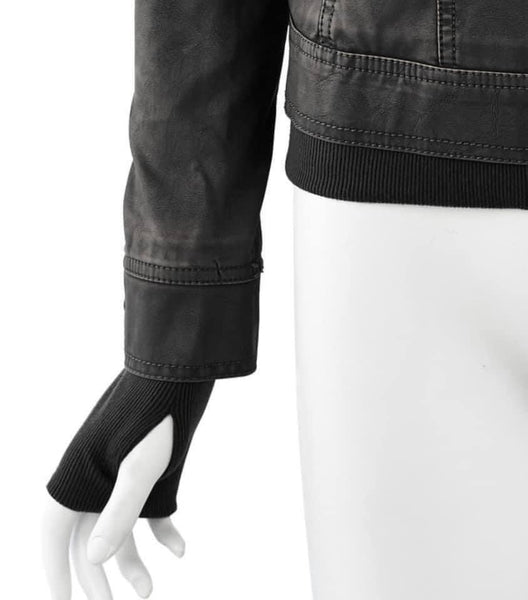 Preorder Faux Leather Jacket with Removable Hood