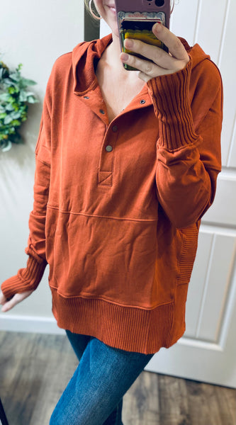 Washed Oversized French Terry Button Pullover