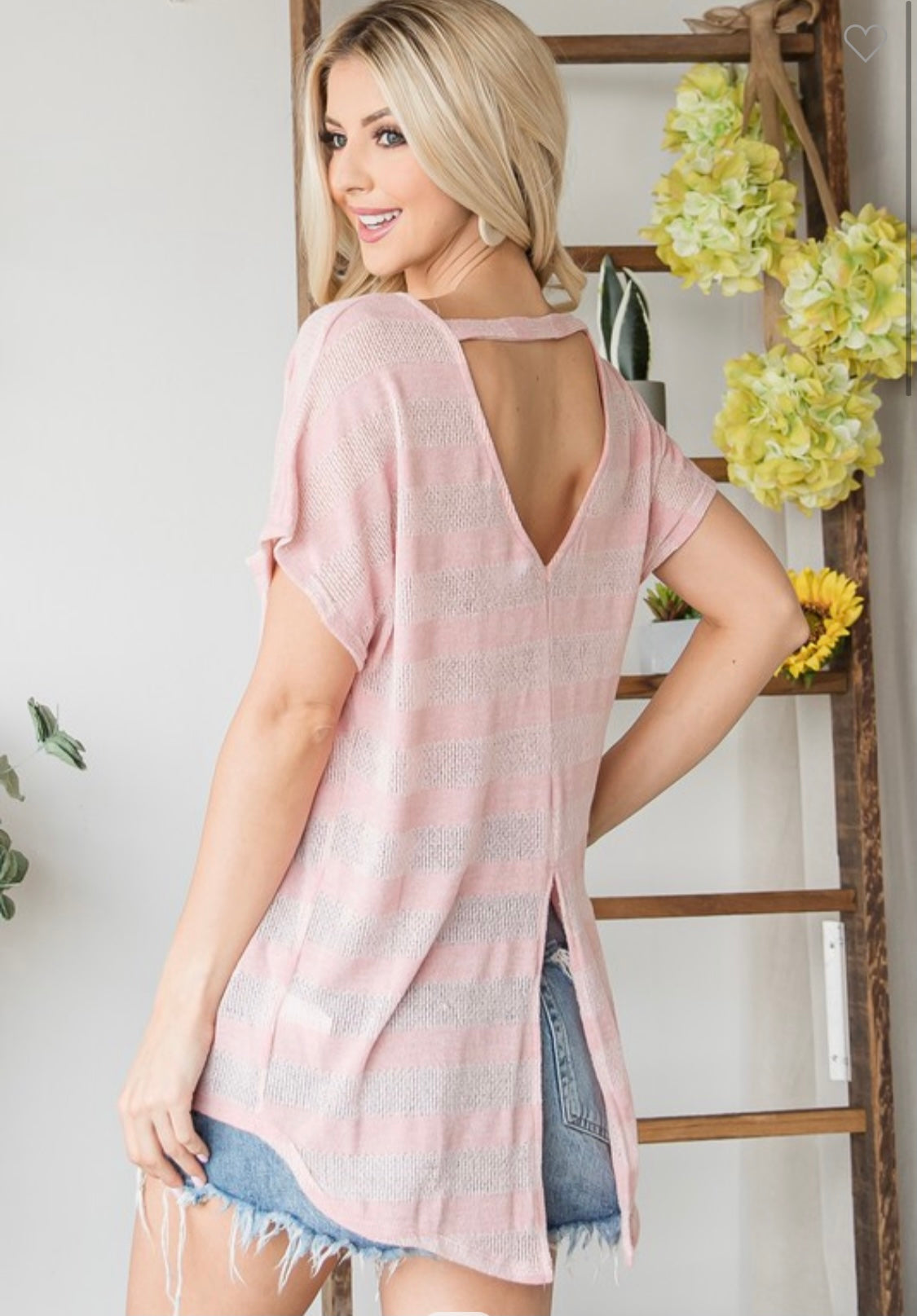 Dusty Pink Open Back Knit Top