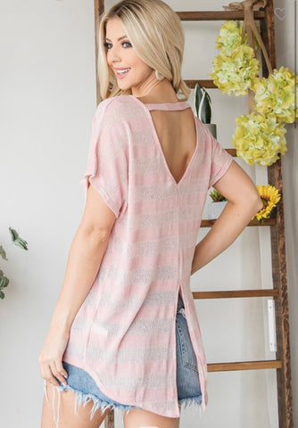 Dusty Pink Open Back Knit Top