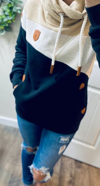 Black Mix Colorblock Wanakome Pullover