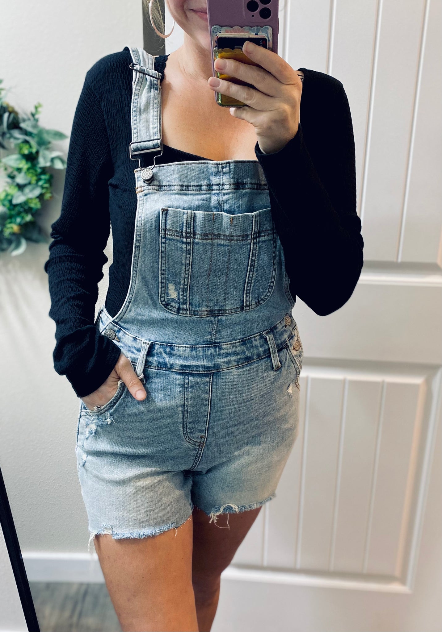 Judy Blue Raw Hem Overall Shorts