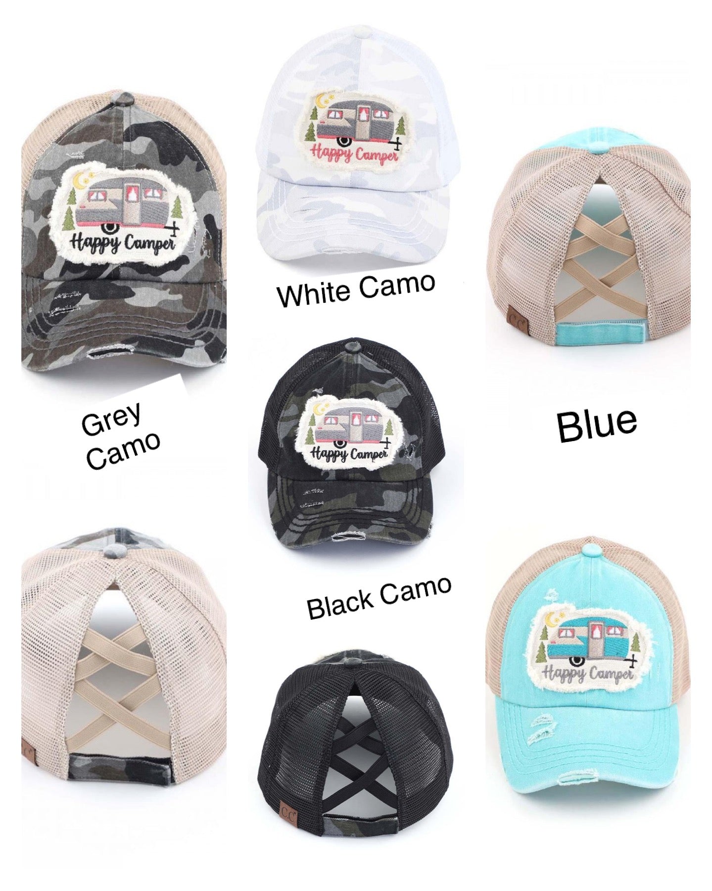 Happy Camper Ponytail Hats