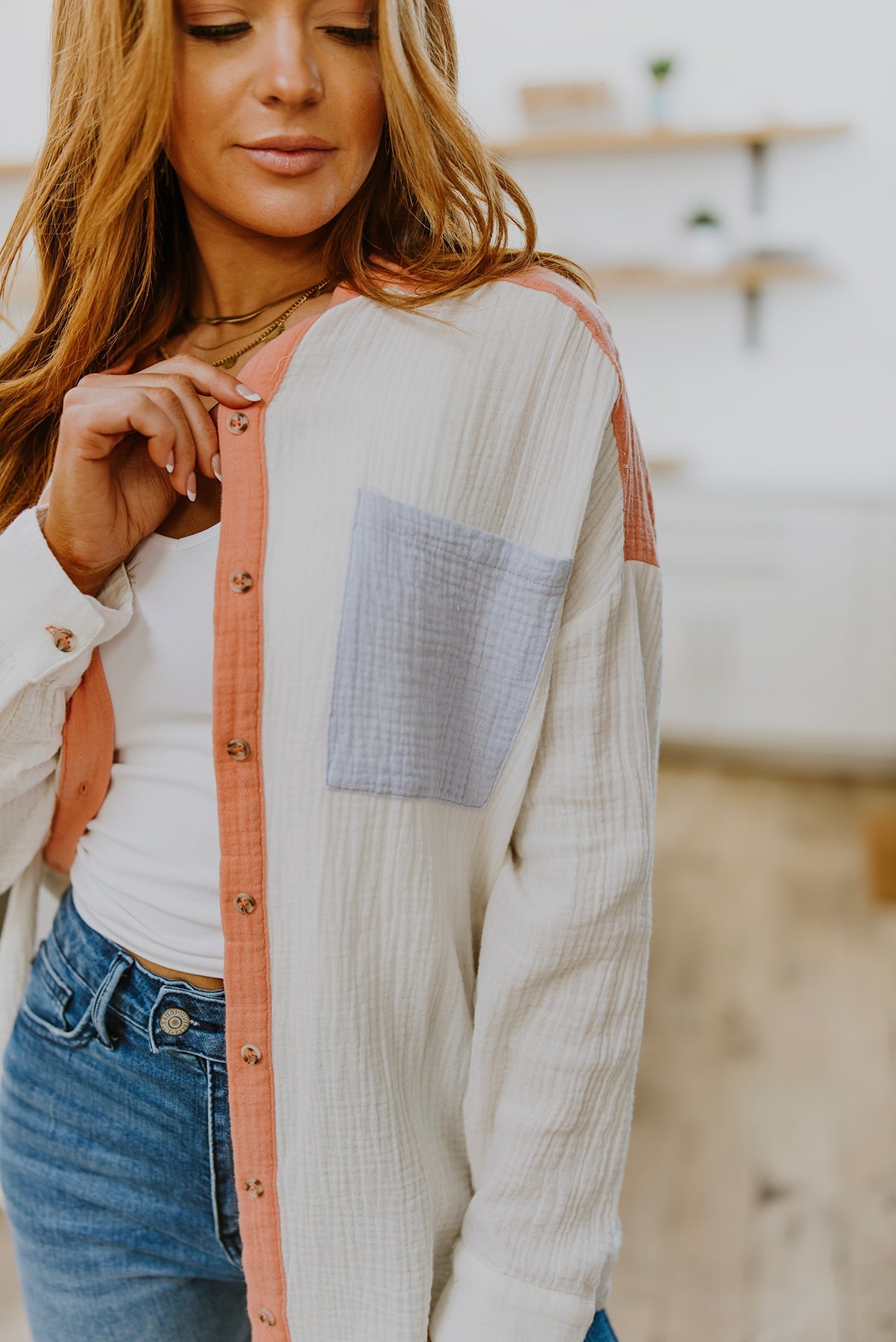 Colorblock Button Up