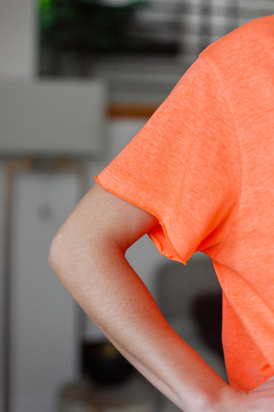 Coral Orange Oversized Raw Edge Tee