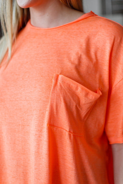 Coral Orange Oversized Raw Edge Tee