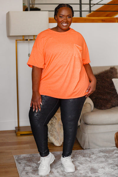 Coral Orange Oversized Raw Edge Tee