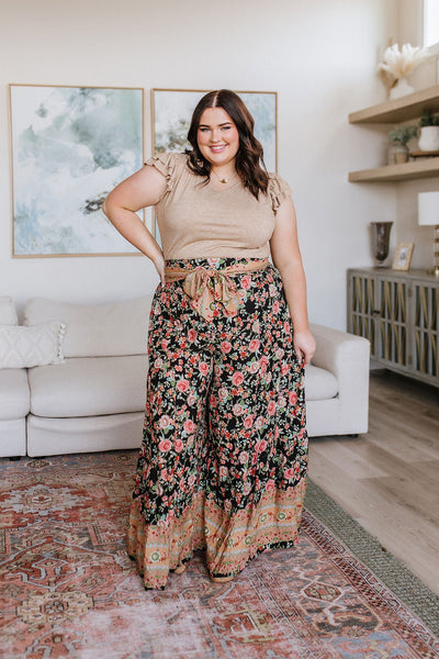 Sand V-Neck Ruffle Sleeve Top