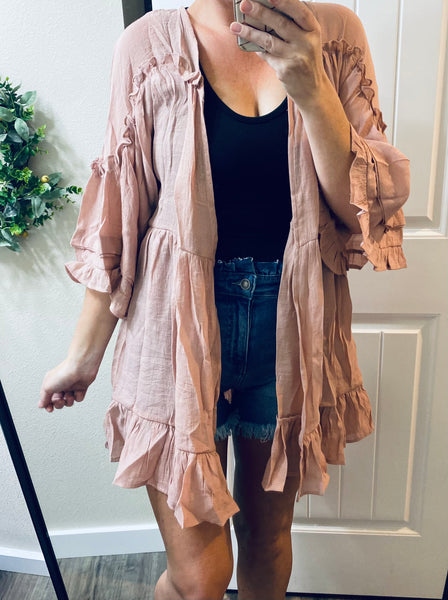 Mauve Ruffle Cardigan