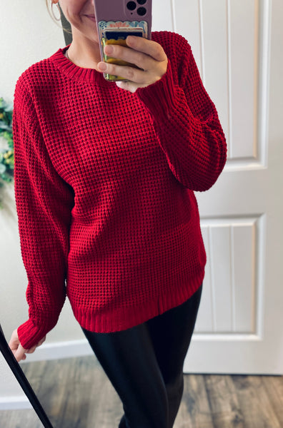 Hi-Low Waffleknit Sweater