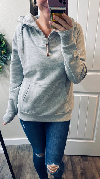 Preorder Heathered Gray 1/4 Zip Wanakome Hoodie