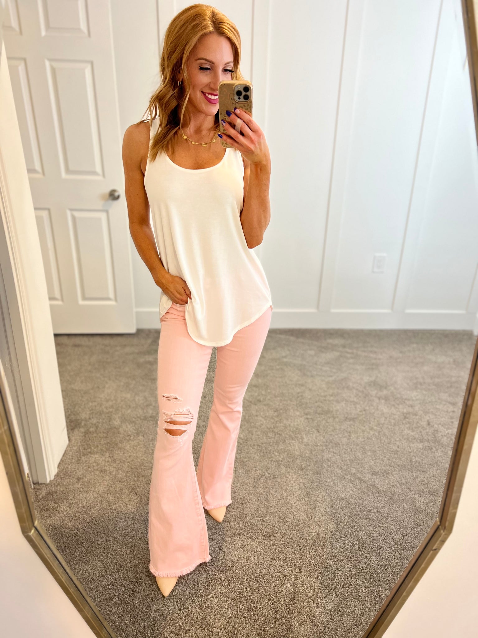 Judy Blue Pink Distressed Flares