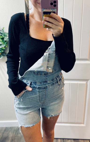 Judy Blue Raw Hem Overall Shorts