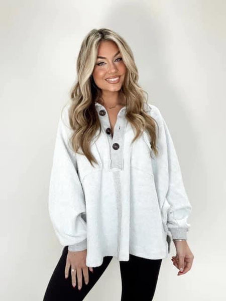 Grey Button Pullover