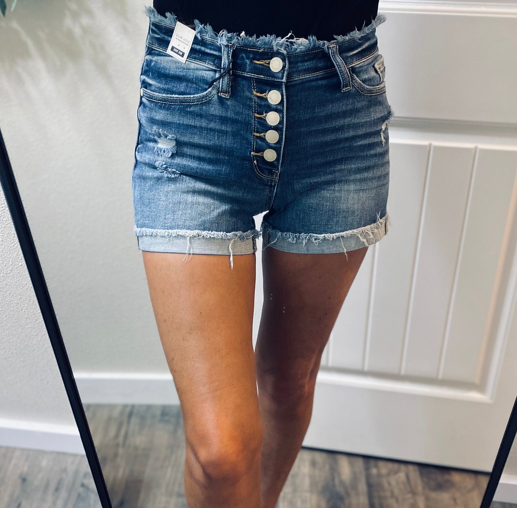 Judy Blue Buttonfly Raw Hem Shorts