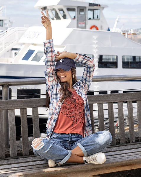 Navy Plaid Button Up