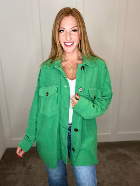 Green Fleece Shacket