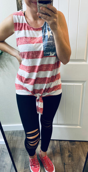 Stars and Stripes Front Tie Tank