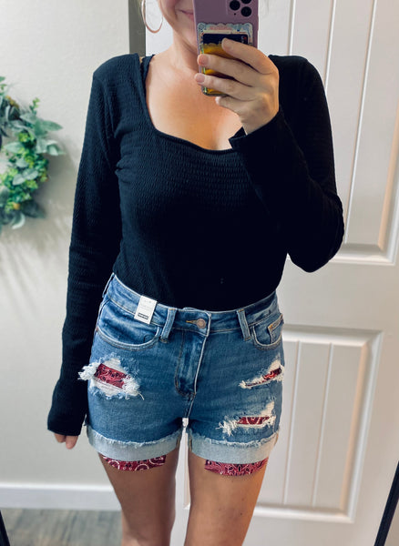 Judy Blue Red Bandana Pocket Shorts