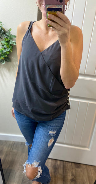 Side Ruched Button Cami