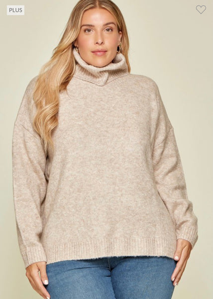 SALE! Plus Oatmeal Turtleneck Sweater