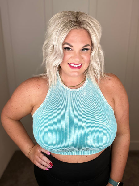 Ribbed Tank Top in Ice Blue