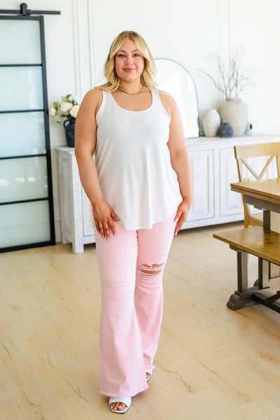 Judy Blue Pink Distressed Flares
