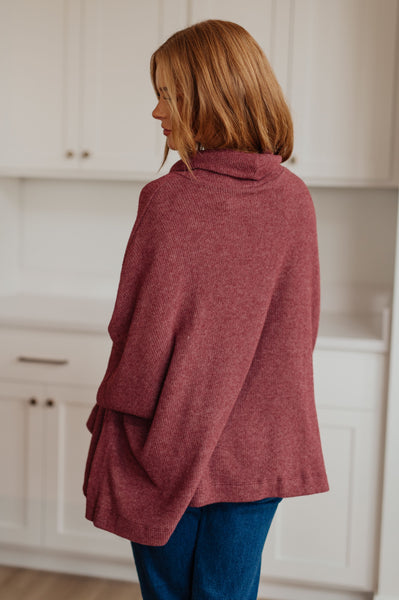 Burgundy Cowl Neck Poncho