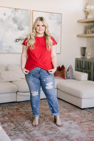 Red Twist Front Top