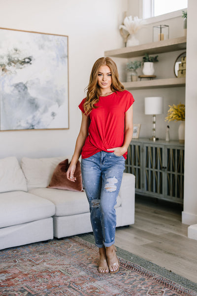 Red Twist Front Top