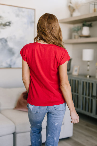 Red Twist Front Top