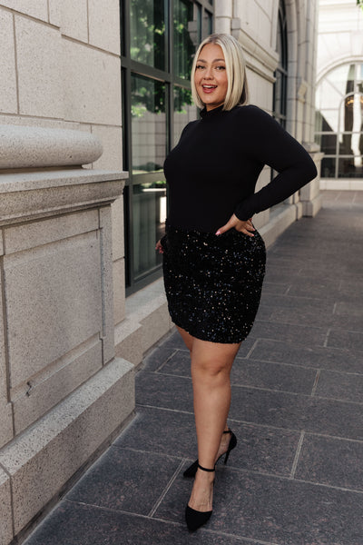 Black Velvet Sequin Skirt
