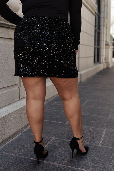 Black Velvet Sequin Skirt