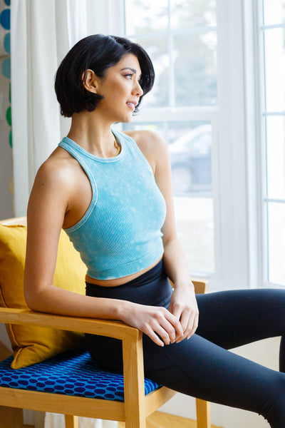 Ribbed Tank Top in Ice Blue