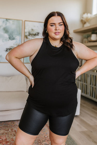 Racerback Ribbed Crop Tank in Mocha