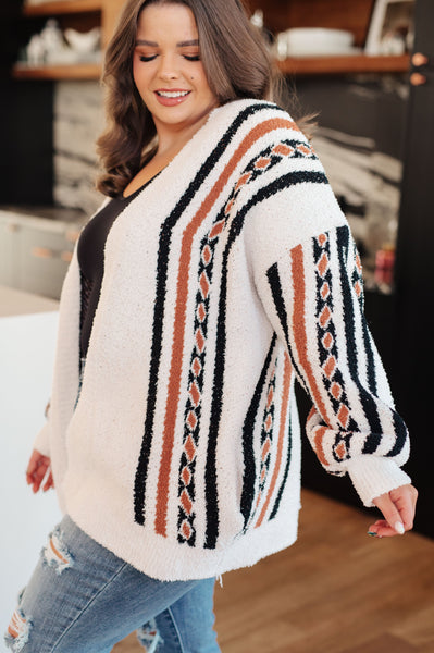 Plush Aztec Print Cardigan