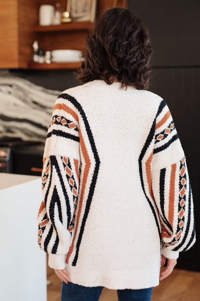 Plush Aztec Print Cardigan