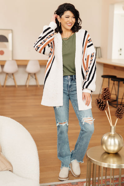 Plush Aztec Print Cardigan