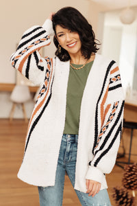 Plush Aztec Print Cardigan