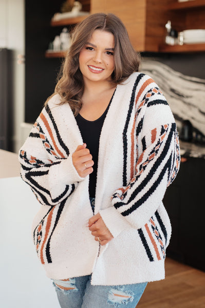 Plush Aztec Print Cardigan