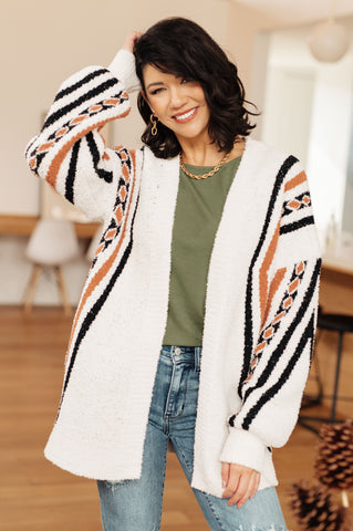 Plush Aztec Print Cardigan