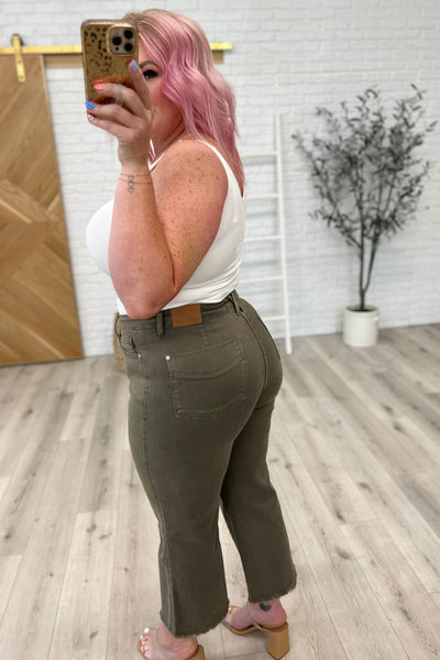Judy Blue Olive Tummy Control Cropped Denim