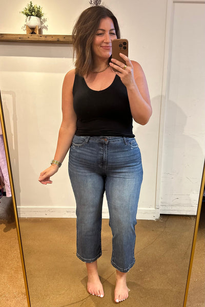 Judy Blue Vintage Wash Wide Leg Crop Denim