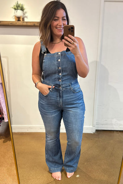 Judy Blue Tummy Control Retro Flare Overalls