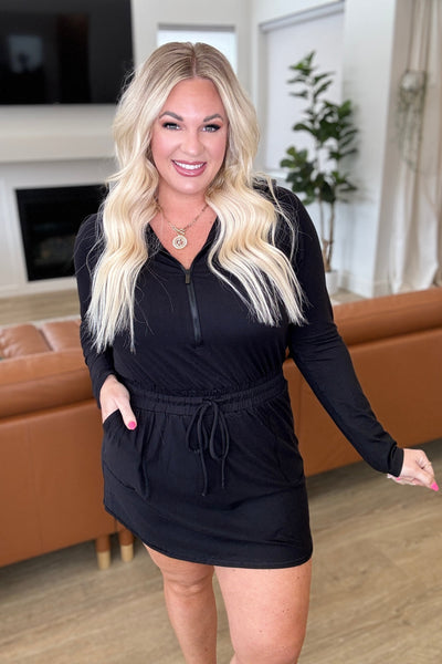 Long Sleeve Hoodie Romper in Black