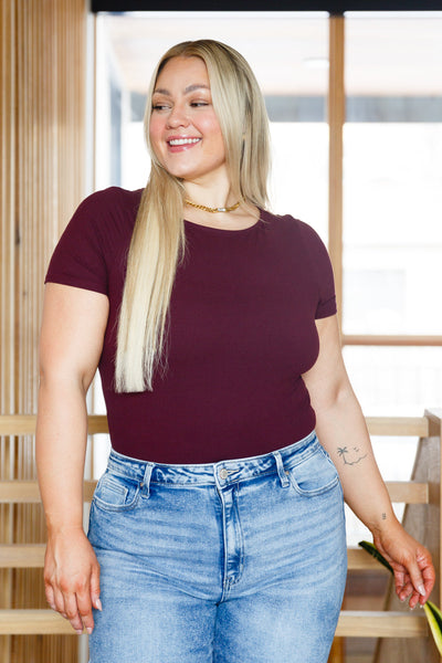 Wine Short Sleeve Bodysuit