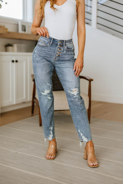 Judy Blue Button Fly Boyfriend Jeans