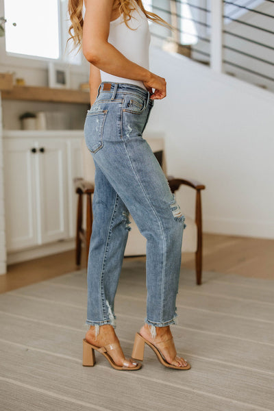 Judy Blue Button Fly Boyfriend Jeans