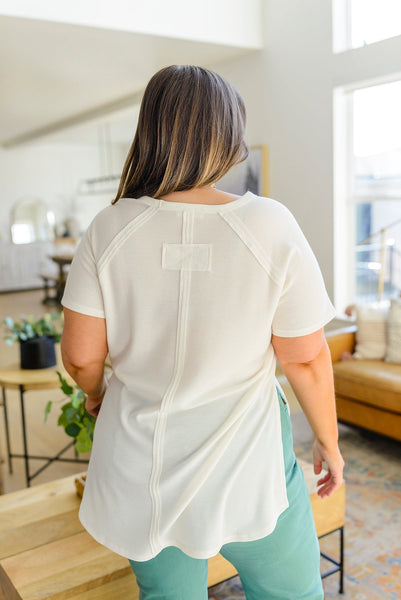 Ivory Side Slit Short Sleeve Top